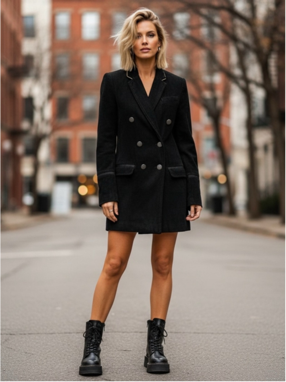 Free People Black Chenille Corduroy Double Breasted Blazer Jacket XS
